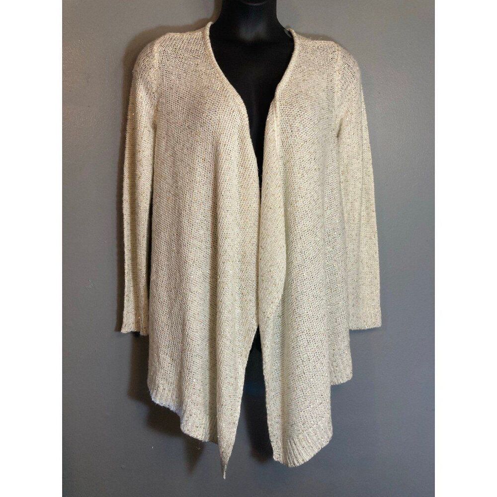 Jaclyn Smith white metallic knit cardigan